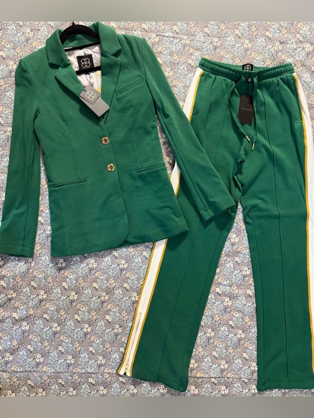 Care Tucker Morrison Interlock Blazer & Jordan Interlock Track Pant in Ivy